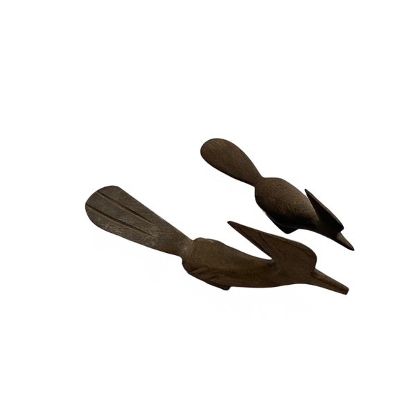 2 pcs Vintage Hand Carved Wooden Roadrunners Figurine Sculpture. - Picture 3 of 5